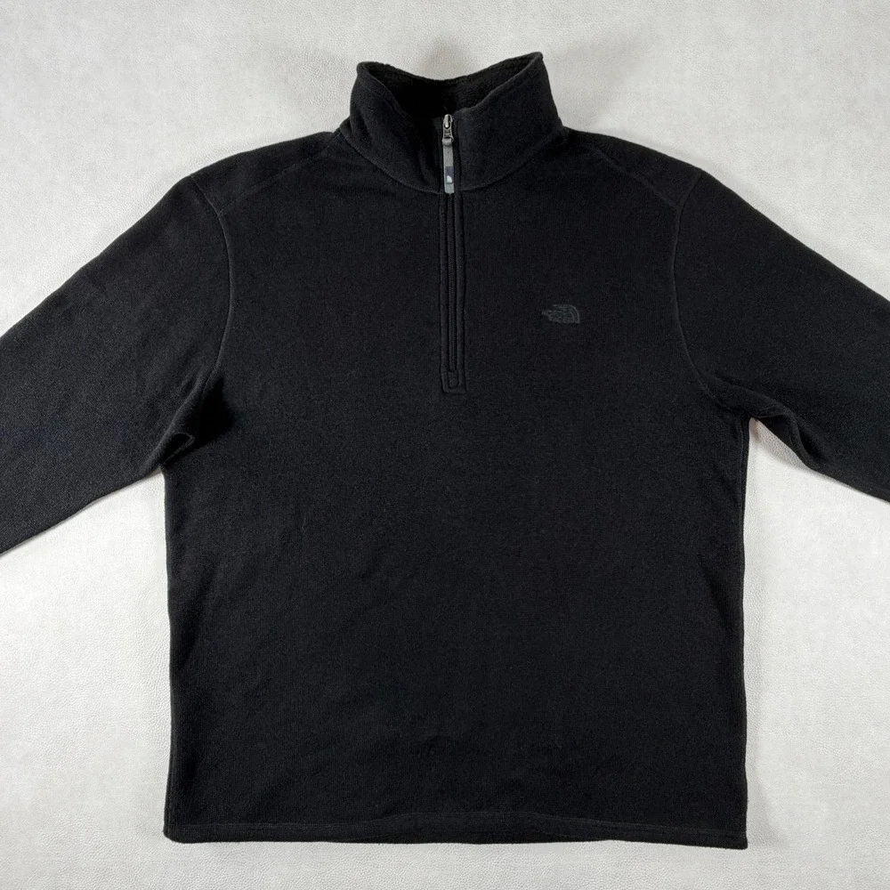 The North Face Mens Black Quarter Zip Fleece Pullover XL Mock Neck Logo